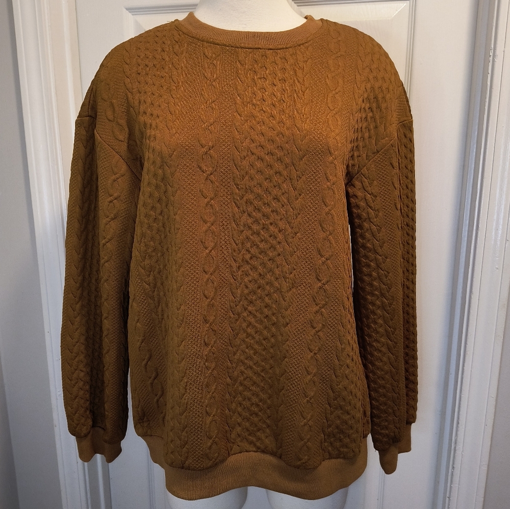 Brown Cozy Textured Sweatshirt